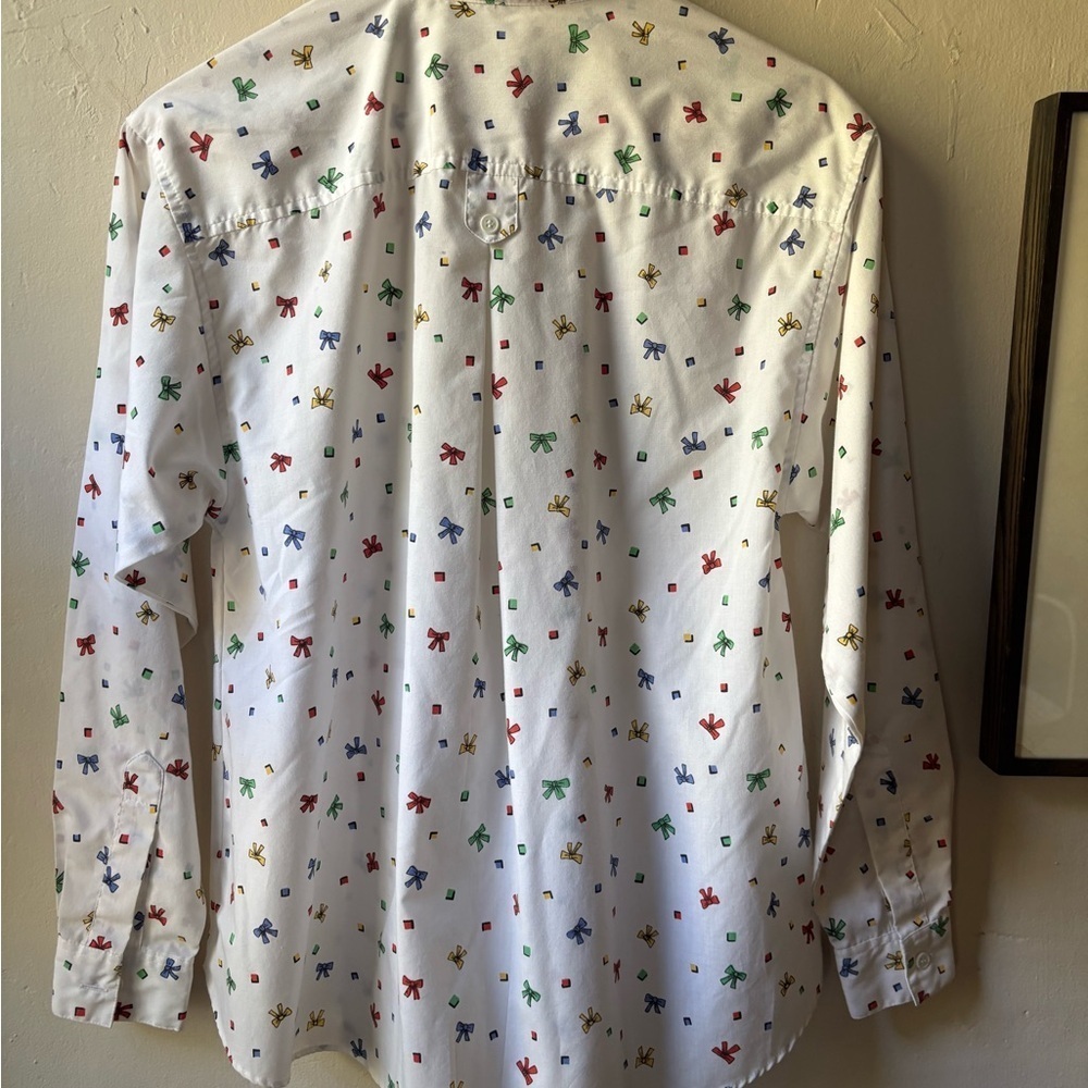 Vintage Maternity Popover Button Top with Ribbon Bow Pattern by Take Nine EXC 🎀 - Picture 8 of 8